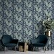 image 2 of World Of Wallpaper Keeka Peacock Wallpaper - Navy - 10m x 53cm | Blue