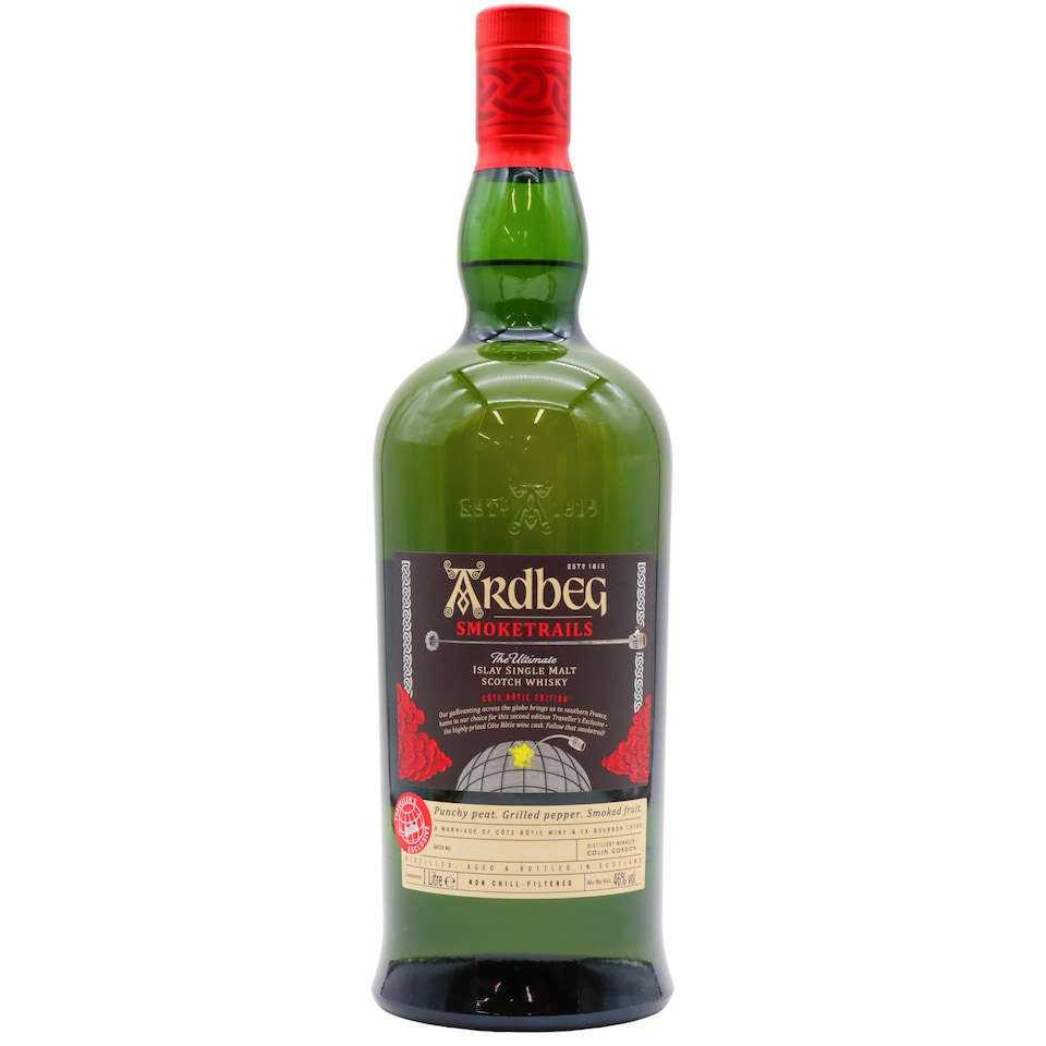 image 1 of Ardbeg - Smoketrails - Cote Rotie Edition Islay Single Malt Scotch Whisky (1 Litre) | Multi | grilled artichoke and peppers, camphor, menthol, smoked cranberry, tar, dark chocolate, fondant | 1