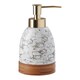 image 2 of Interiors by Premier  3 Pc Bubble Print Bathroom Set, Crisp White  Restroom Accessories Set, Bamboo Base Countertop Holder Set