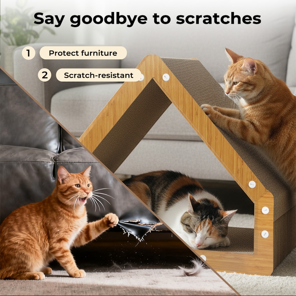 image 1 of Skylos Cat Scratching Board House Corrugated Cardboard Scratcher Indoor
