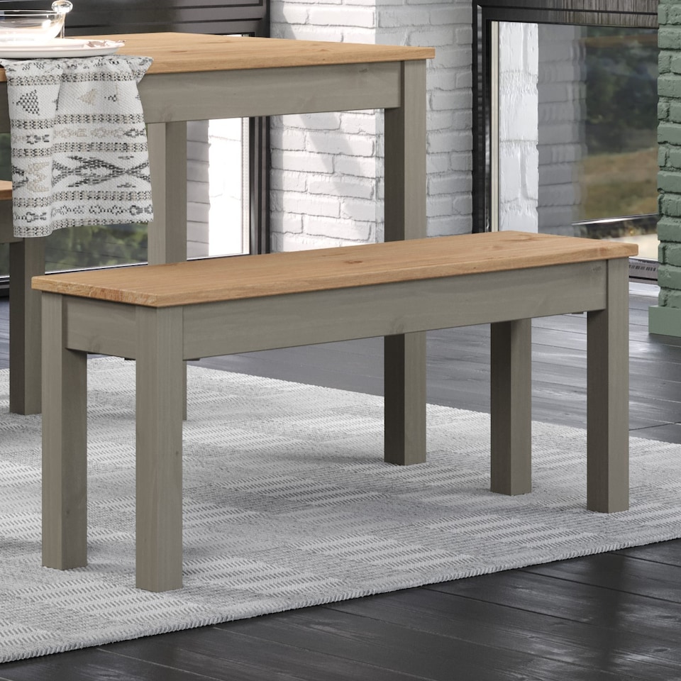 image 1 of Linea Grey Wax and Antique Wax Wooden Dining Bench - Available in 105cm and 135cm Sizes | Grey | Grey | M | 1