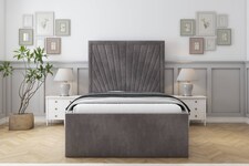 Sloomy Somerset Slate Naples Bed Frame With Mattress With 50" Upholstered Headboard 4' Small Double