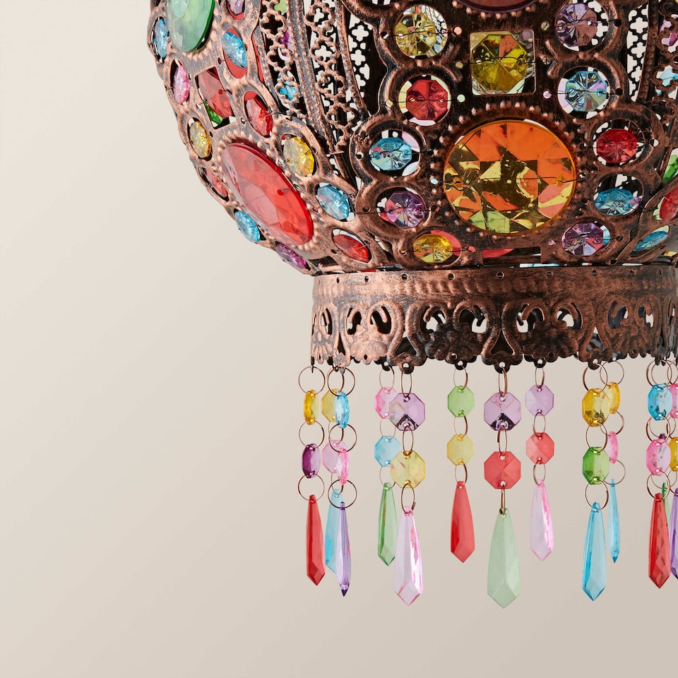 image 1 of ValueLights Bazaar Moroccan Bronze Lamp Shade Acrylic Droplets | Bronze