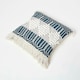image 5 of Homescapes Safi Handwoven Fringed Navy & Cream Kilim Cushion - 45 x 45 cm Blue