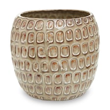 Interiors by Premier Large Ceramic Planter, Modern Textured Green Stoneware Planter for Home Decor, Flower Pots For Indoor Plants Cream