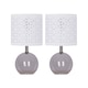 image 1 of Set of 2 Buck - Clear Glass Table Lamps with White Cut Out Shade