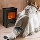 image 2 of HOMCOM Freestanding Electric Fireplace Stove Heater W/ LED Flame Effect Black