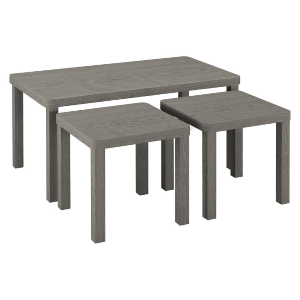 image 1 of URBNLIVING Wooden Nesting Stacking Tables Set Of 3 | Multi | Cedar Grey | 3