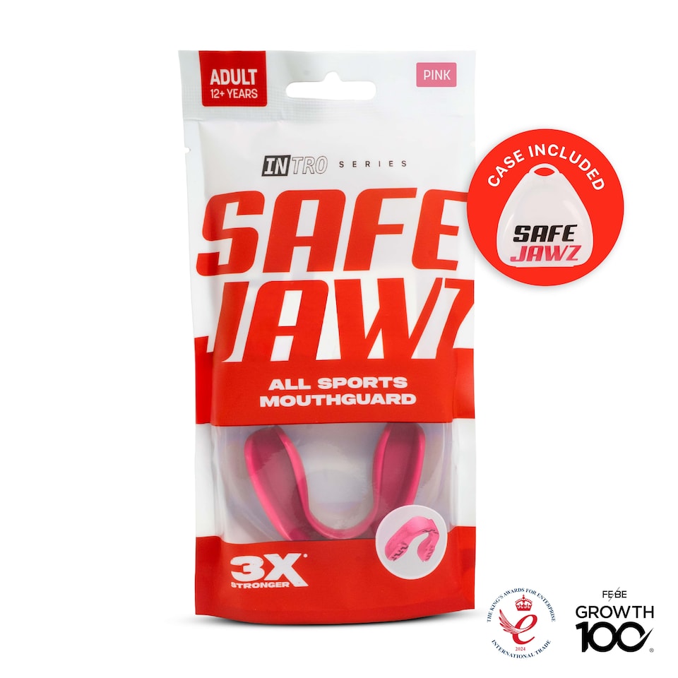image 1 of SAFEJAWZ Intro Sports Mouth Guard Pink Adult/Junior
