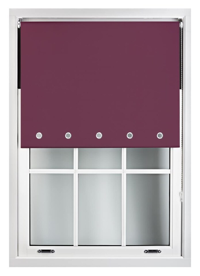 image 1 of FURNISHED Blackout Roller Blind with Round Eyelets & Metal Fittings | Purple | Aubergine | (W) 55cm x (L) 165cm