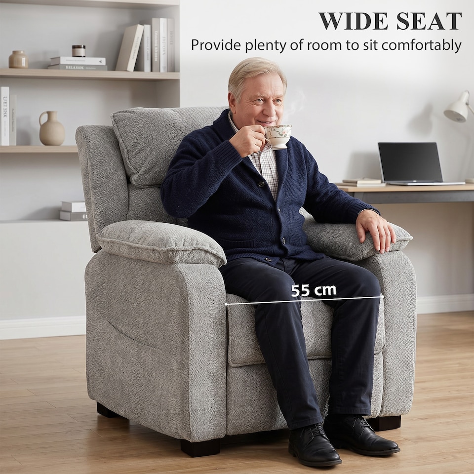 image 1 of HOMCOM Power Recliner Chair with Massage and Heat, Spring Seat