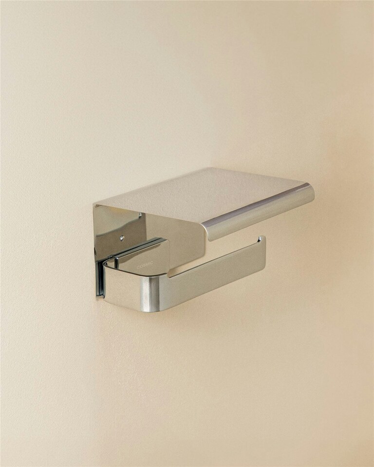 image 1 of Cosmic Wall Mounted Square Toiler Roll Holder with Stainless Steel Chrome Finish