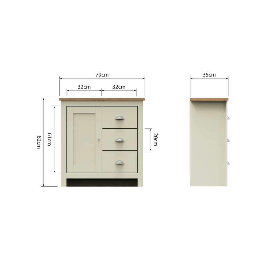 image 1 of Sideboard with 1 Door & 3 Drawers