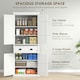 image 6 of HOMCOM Kitchen Storage Cabinet with Drawers, Cupboards and Shelves, White