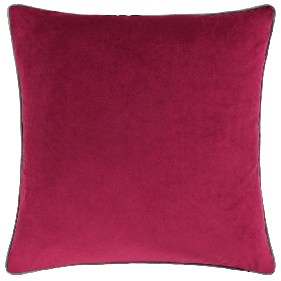 image 1 of Furn Meridian Velvet Cushion, Cranberry/Mocha, 45 x 45cm