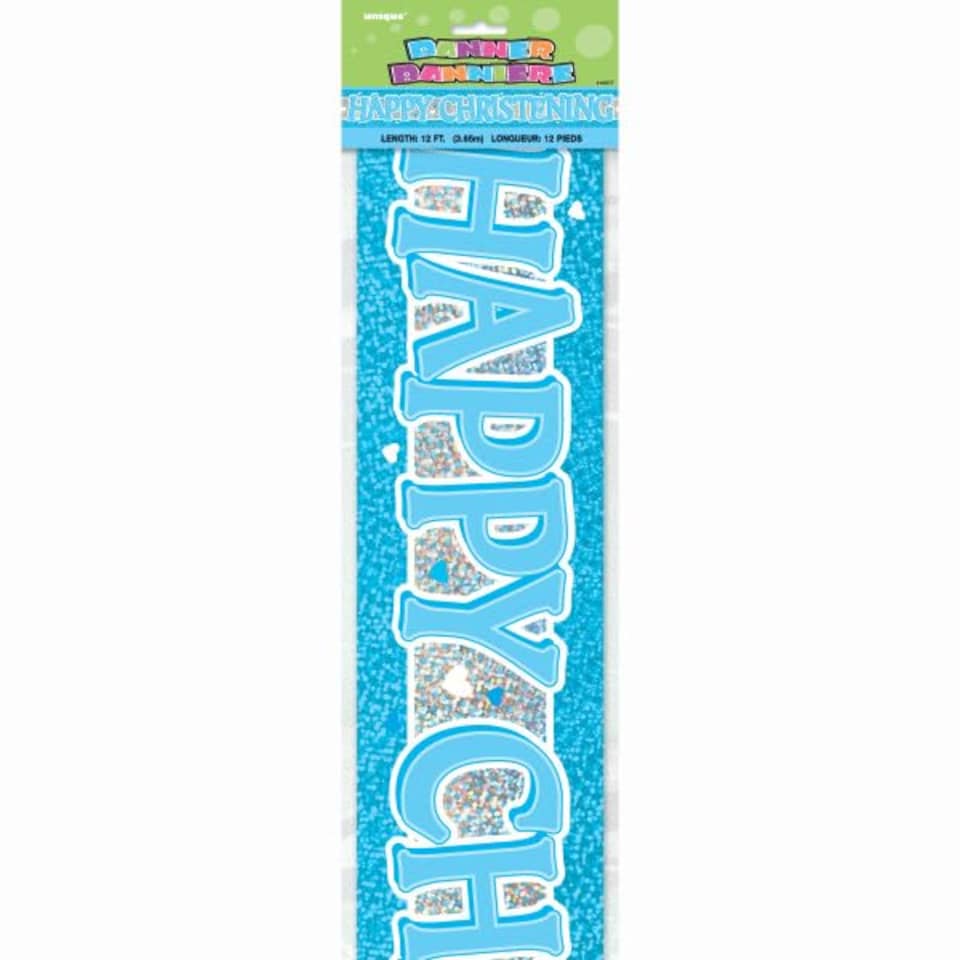 image 1 of Blue Christening Holographic Foil Banner 3.65m