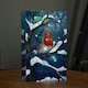 image 2 of 21cm Battery Operated Light up Stained Glass Christmas Decoration with Robin Scene & Warm White LEDs