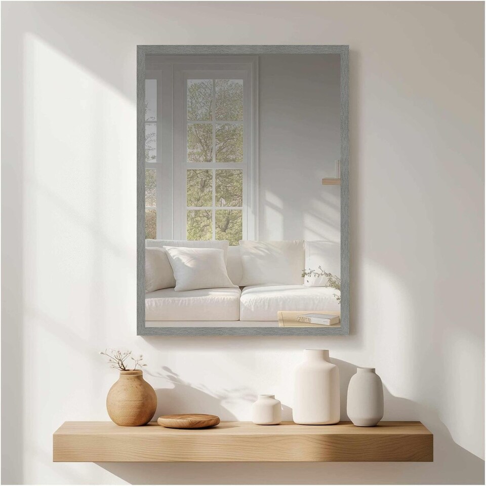 image 1 of Nielsen Star Aluminium Wall Mirror - Brushed Finish - Grey - 50cm x 70cm