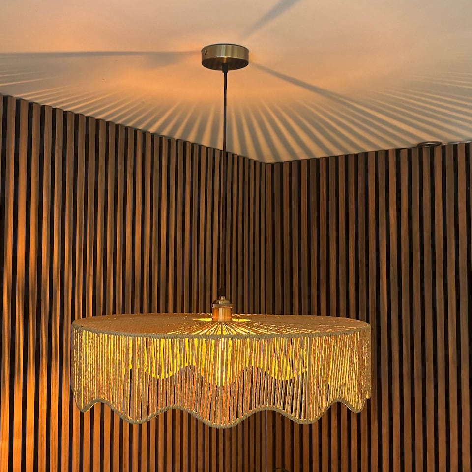 image 1 of CGC Francesca Large 60cm Natural String Round Scallop Woven Easy-Fit Lampshade