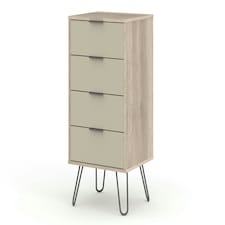 Core Products Augusta Driftwood, 4 Drawer Narrow Chest Of Drawers H90.3cm x W45cm x D39.5cm Cream