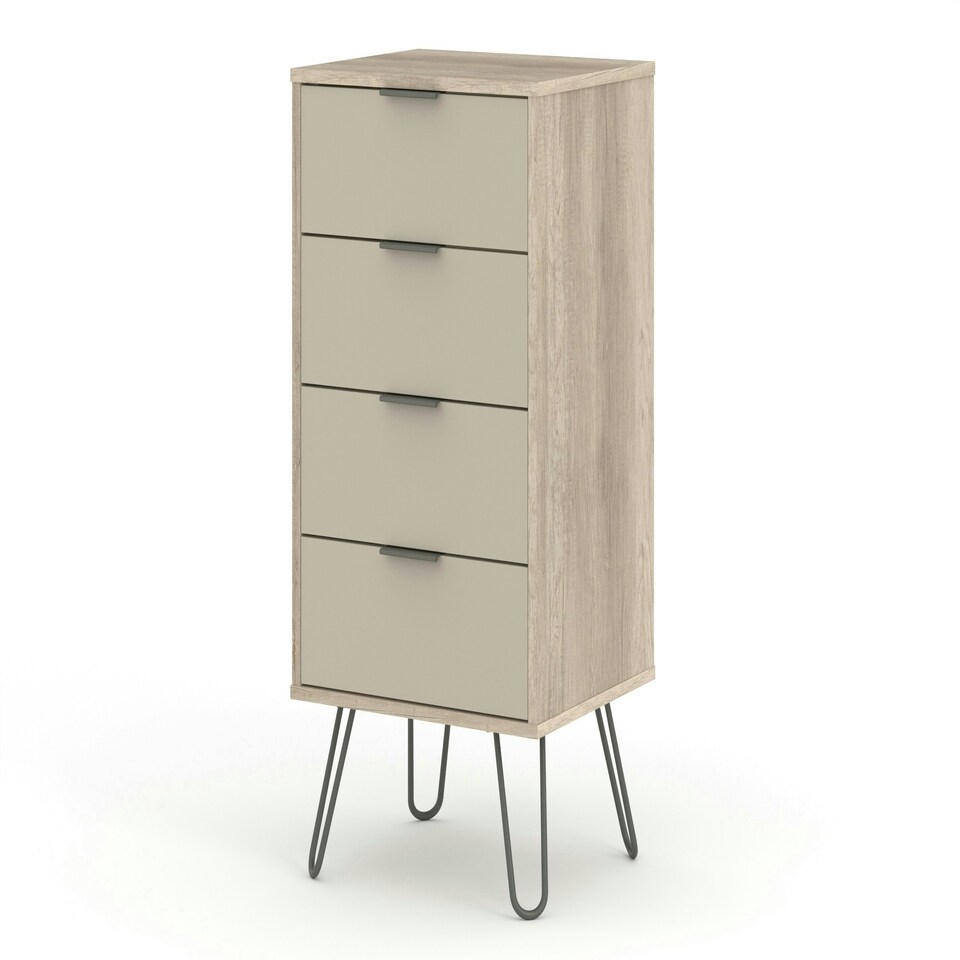 image 1 of Augusta Driftwood, 4 Drawer Narrow Chest Of Drawers Cream
