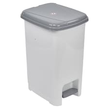 Slim Pedal Waste Recycling Bin Can Insert Step On Lid Kitchen Bathroom | White | 25L White