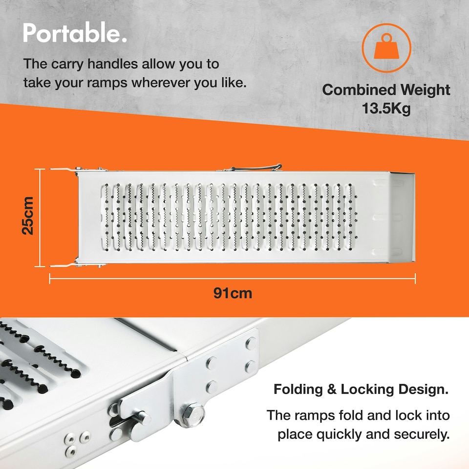 image 1 of VonHaus Loading Ramp - 2 Van Ramps Heavy Duty - Folding Slope for Van, Motorbike, Quad Motorcycle - Portable Galvanised Steel Loading Rampway- 400kg Max Loading - H168 x W25 x D8cm