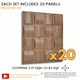 image 3 of NOVECRAFTO Lattice Effect 3D Wall Panels – 6 Sheets Covering 1.5m² | 16.15ft² Interior Cladding Set | Square Grid Design – Each Panel 50x50cm Wooden