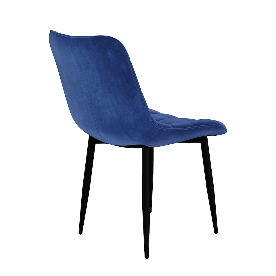image 1 of Set of 6 Nova Modern Velvet Dining Chair Padded Seat Metal Legs (Blue)