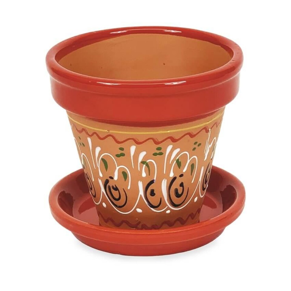 image 1 of Verano Spanish Ceramics Set of 3 Plant Pots & Drainage Plates - 16-29cm Inca Red
