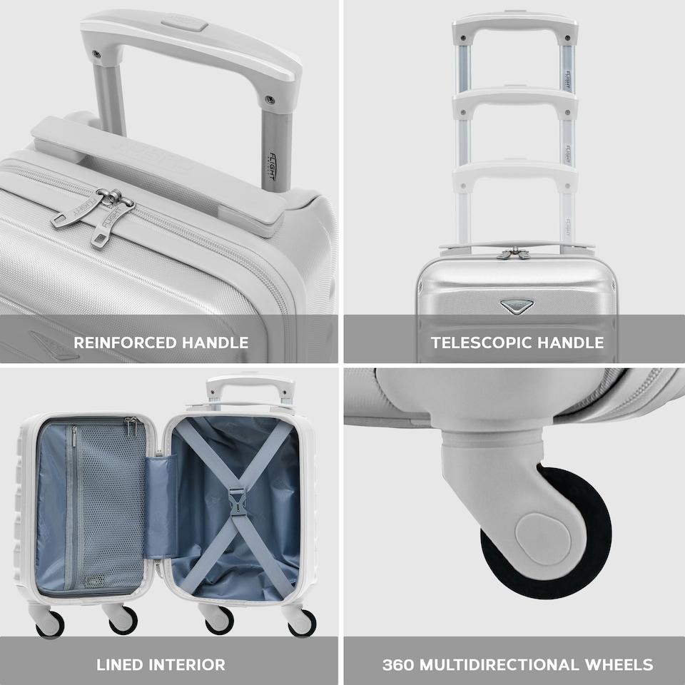 image 1 of 40x20x25cm Ryanair Free Carry-On Maximum Size Cabin Suitcase - Lightweight 4 Wheel ABS Hard Case - Cabin Carry On Hand Luggage Suitcase 100+ Airline Approved Silver | Silver | Cabin Bag