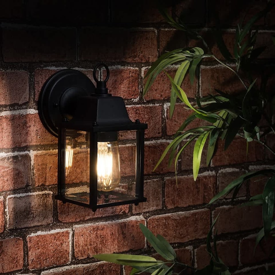 image 1 of ValueLights Black Allgreave Outdoor Wall Lantern and Warm White Bulb