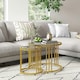 image 6 of HOMCOM 2 Pieces Round Nesting Coffee Tables with Tempered Glass Top, Gold Tone | Gold | 60x60x47