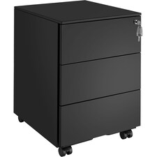Chest of Drawers Magna - 3 locking drawers, powder-coated steel, 39 x 45 x 55 cm | Black | black | 45 x 39 x 55 cm | 1