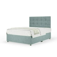 Duckegg Linen No Drawer Divan Base and Pearl Headboard King Size
