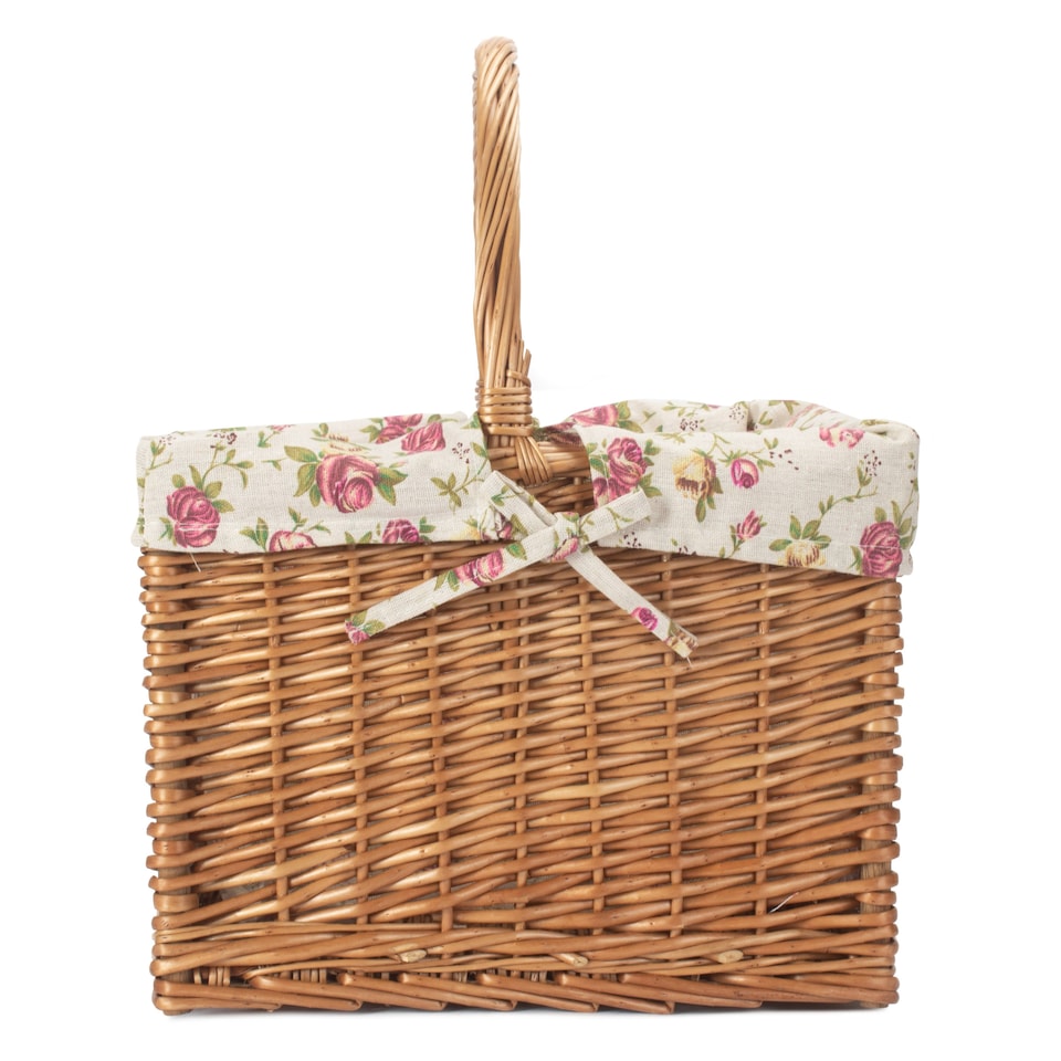 image 1 of Deluxe Butchers Basket With Rose Lining Shopping Basket | Multi | Garden Rose