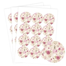 Vintage Floral Romance Round Stickers 60mm - Sheet of 12