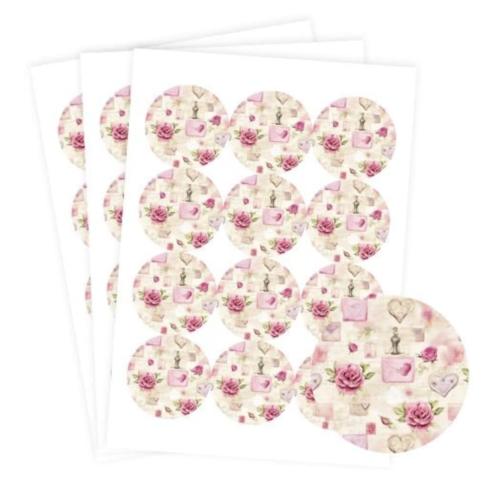 image 1 of Vintage Floral Romance Round Stickers 60mm - Sheet of 12