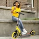 image 1 of HOMCOM Foldable Kick Scooter with Double Shock Absorption and Big Wheels, Height Adjustable Aluminium Frame Big Wheel Scooter for 14 older Teens Adult - Yellow | Yellow | Yellow | 92.5L x 37.5W x 82-97H cm