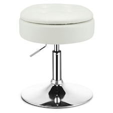 Costway 360° Swivel Bar Stool w/ Lid Tufted Vanity Stool White