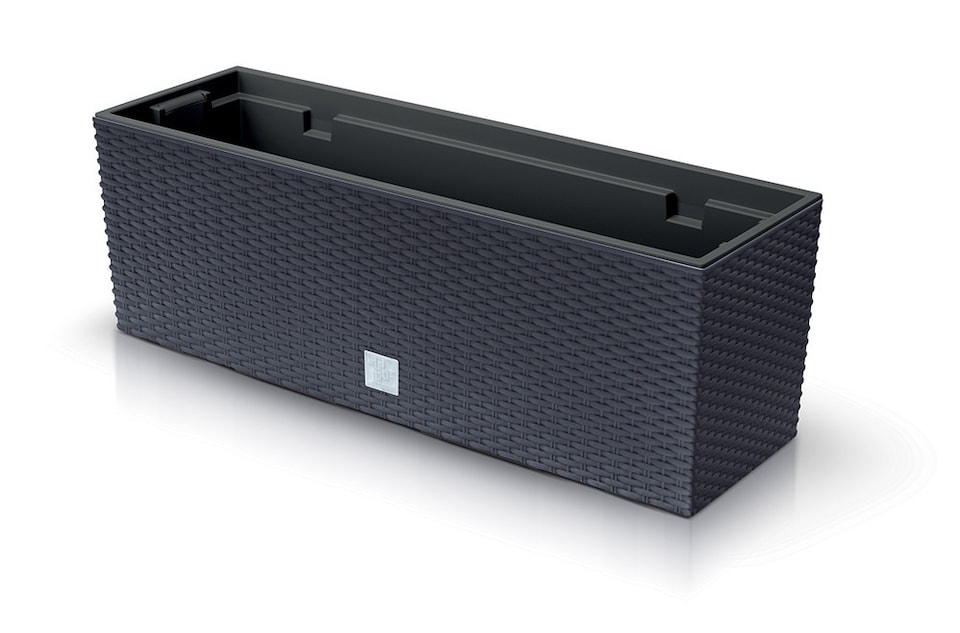 image 1 of 60 cm Rato Case Rattan Flower Planter | Black | 1