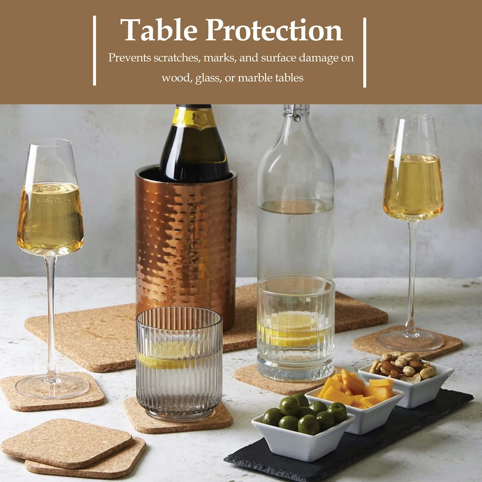 image 1 of Apollo Square Cork Coaster Set Of 6 Heat Resistant Drink Coasters 10cm Natural Cork Round Edge Table Protects Home Kitchen Use