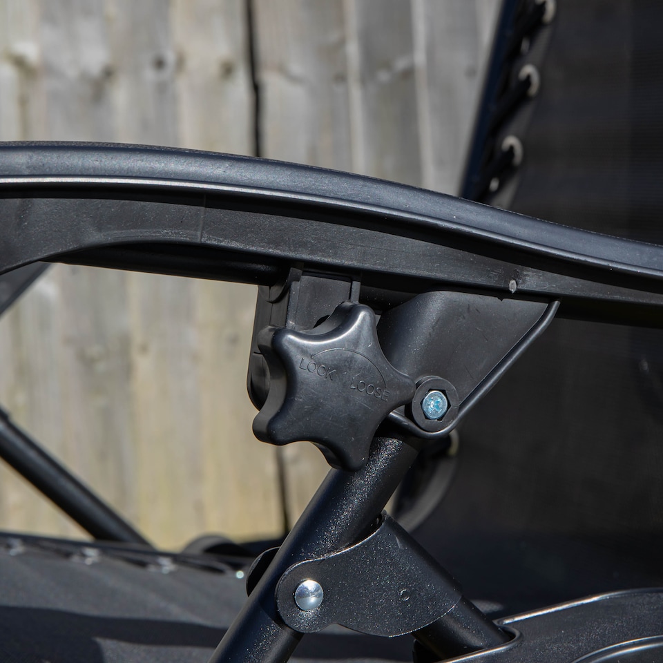 image 1 of Multi Position Garden Gravity Relaxer Chair Sun Lounger with Sun Canopy in Black | Black | Black