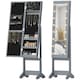 image 2 of HOMCOM Freestanding Mirror Jewelry Cabinet with LED Lights, Jewellery Organiser with 3 Angle Adjustable, Full-Length Mirror with Storage for Earrings, Necklaces, Rings and Lipsticks, Grey