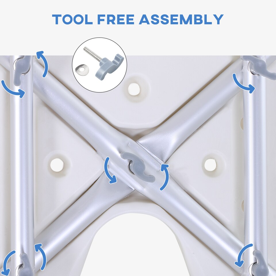 image 1 of HOMCOM 8-Level Height Adjustable Bath Stool Spa Shower Chair Aluminum w Non-Slip Feet, Handle for the Pregnant, Old, Injured