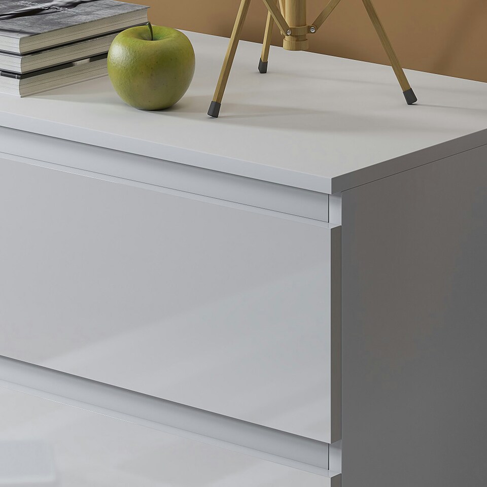 image 1 of FWStyle Carlton 6 Drawer Wide 3+3 Chest Of Drawers - White Gloss Front