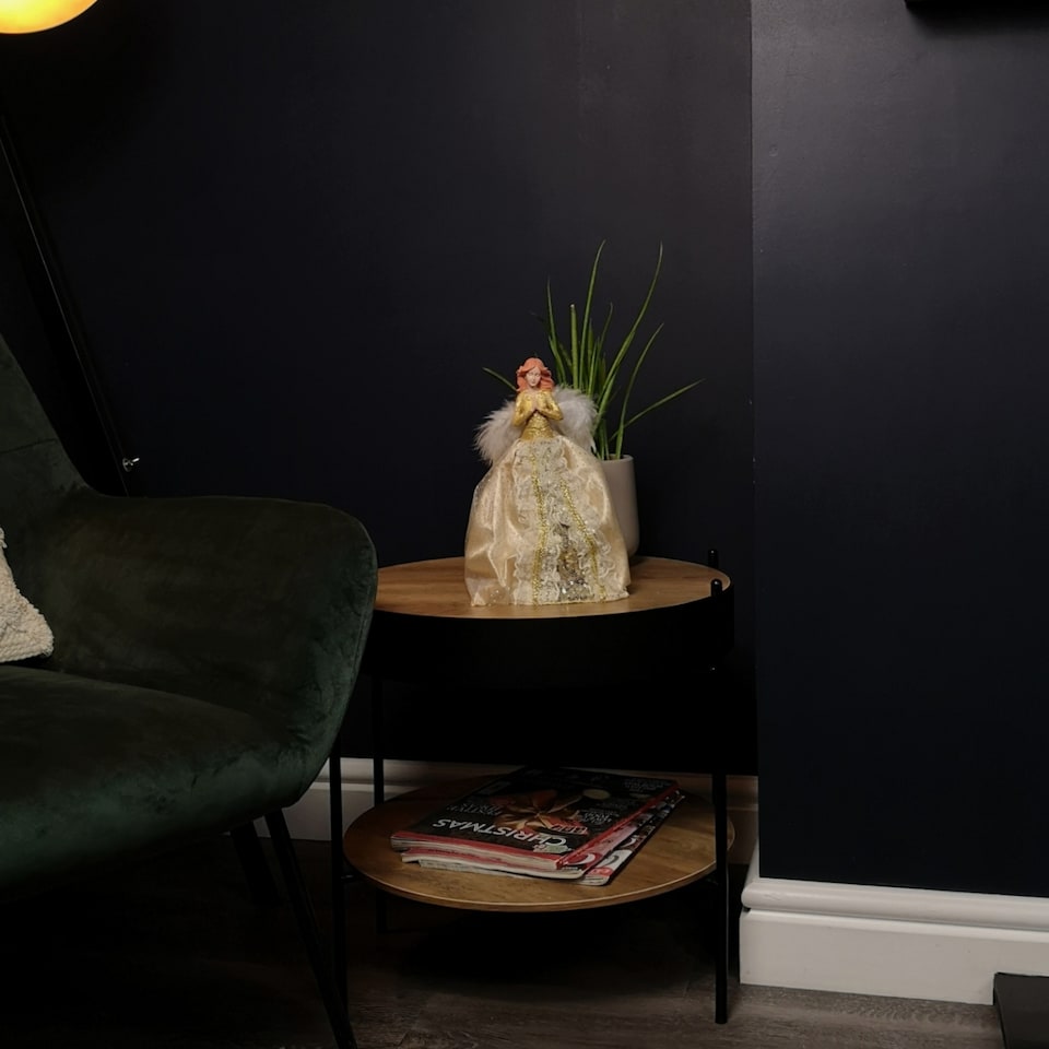 image 1 of 25cm Premier Christmas Tree Topper Angel Decoration with Feather Wings in Gold