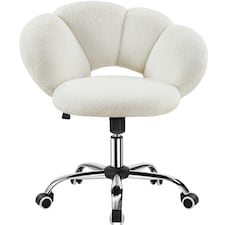 Yaheetech Leisure Upholstered Desk Chair with Cloud-Shaped Backrest