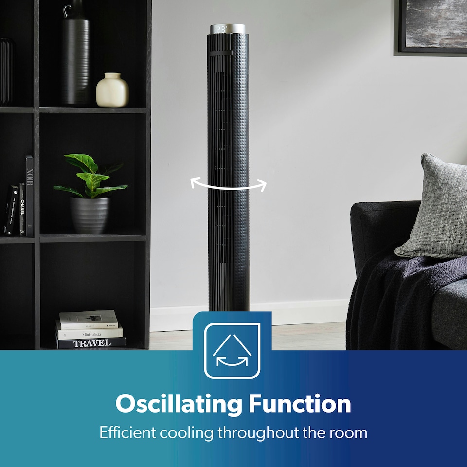 image 1 of GEEPAS 46" Tower Fan with Remote Control | Bladeless Oscillating , 45W Black