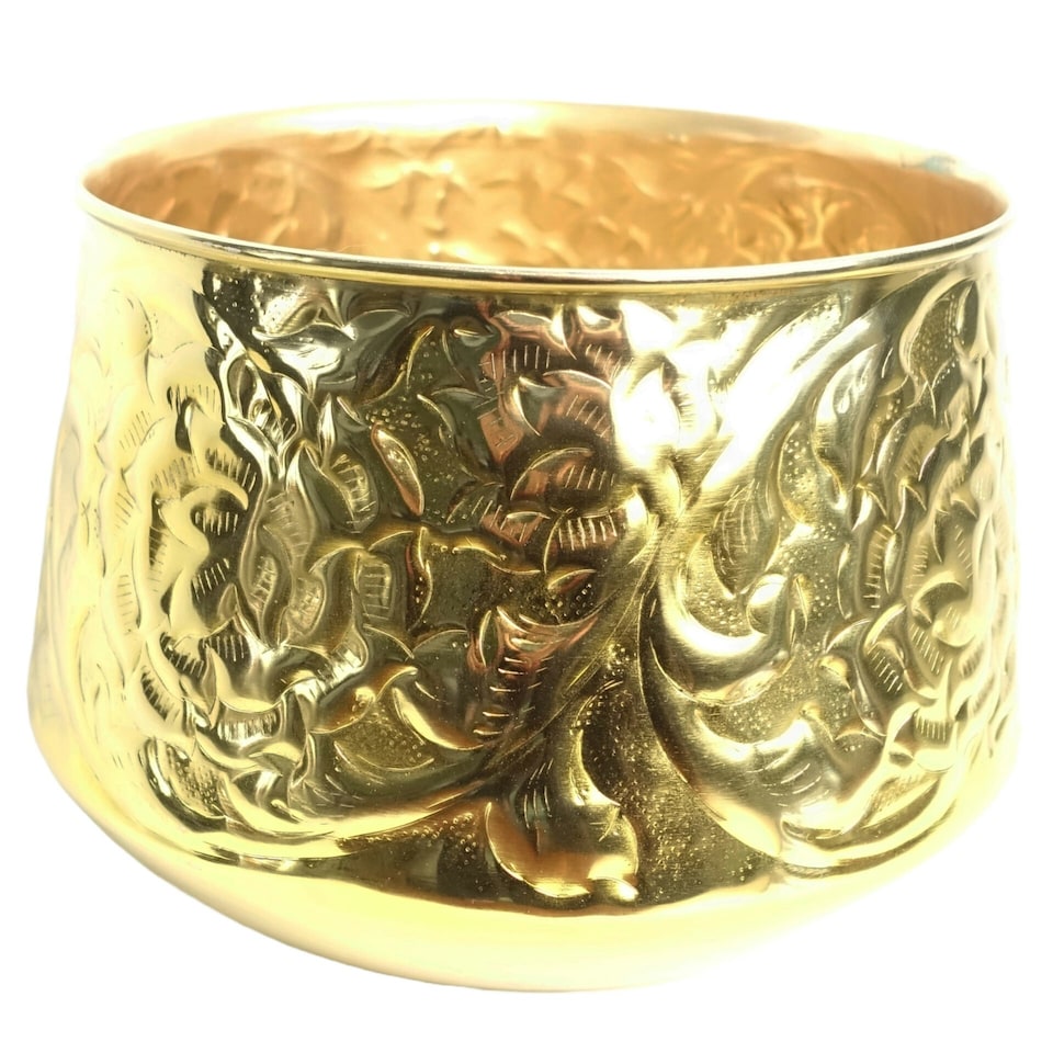 image 1 of 18cm Gold Swirl Metal Planter by Leaf